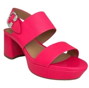 AEROSOLES Camera Hot Pink Platform Sandals with Chunky Heel